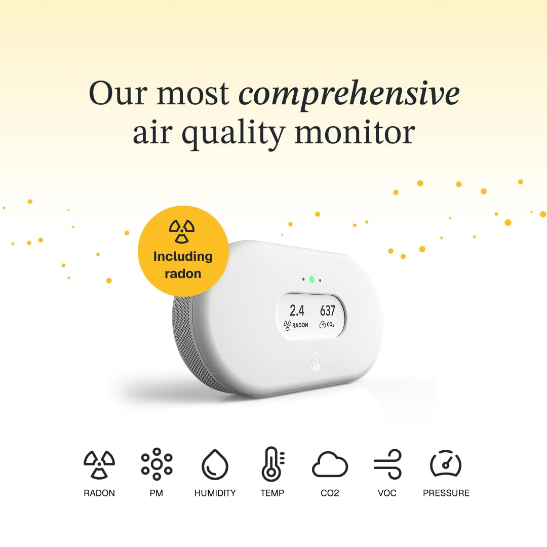 Airthings 2960 View Plus - Battery Powered Radon & Air Quality Monitor (PM, CO2, VOC, Humidity, Temp, Pressure)