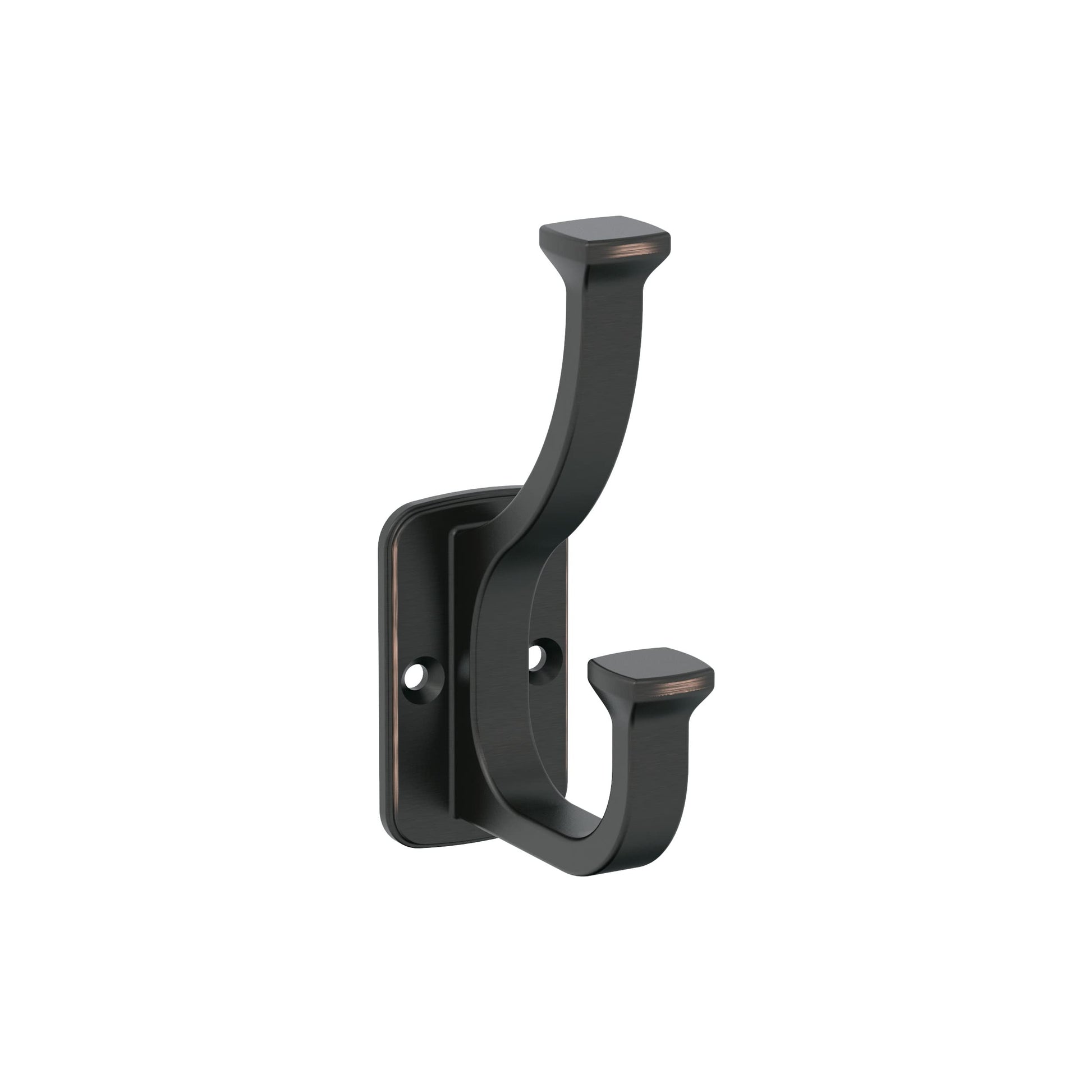 Amerock H37007ORB | Alder Double Prong Decorative Wall Hook | Oil Rubbed Bronze Hook for Coats, Hats, Backpacks, Bags | Hooks for Bathroom, Bedroom, Closet, Entryway, Laundry Room, Office