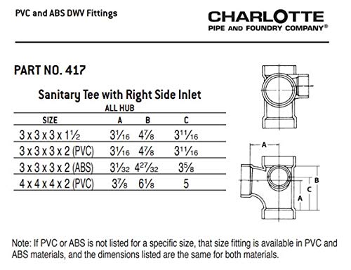 CHARLOTTE PIPE 3 x 3 x 3 x 2 DWV SANIT TEE W/RIGHT SI DWV (DRAIN, WASTE AND VENT) (1 Unit Piece)