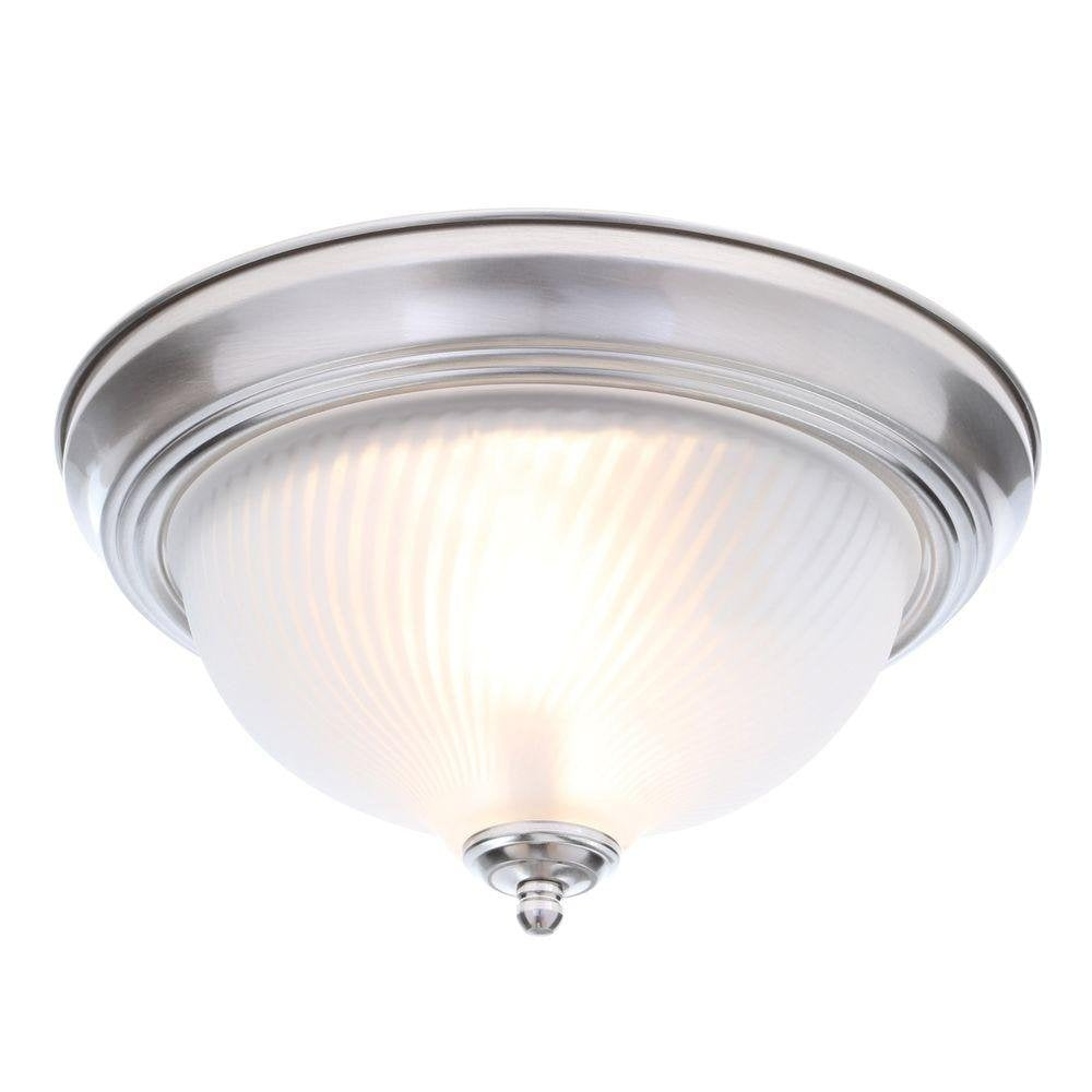 FOR PARTS Brushed Nickel 2-Light Flush Mount Brushed Nickel