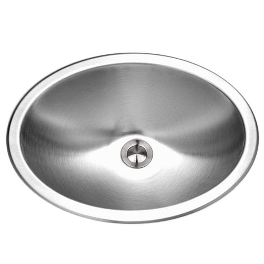 Houzer Opus Stainless Steel Bathroom Sink: 18 Inch Undermount Oval Bowl without Overflow, Optional Grid Drain, Durable & Versatile, Essential for Home & Apartment: CH-1800-1