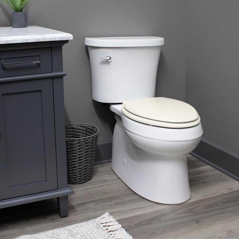 Bemis 7300SLEC Slow Close Toilet Seat, Easy Clean Hinges and Durable Plastic Seat, Made in USA, Elongated, Biscuit