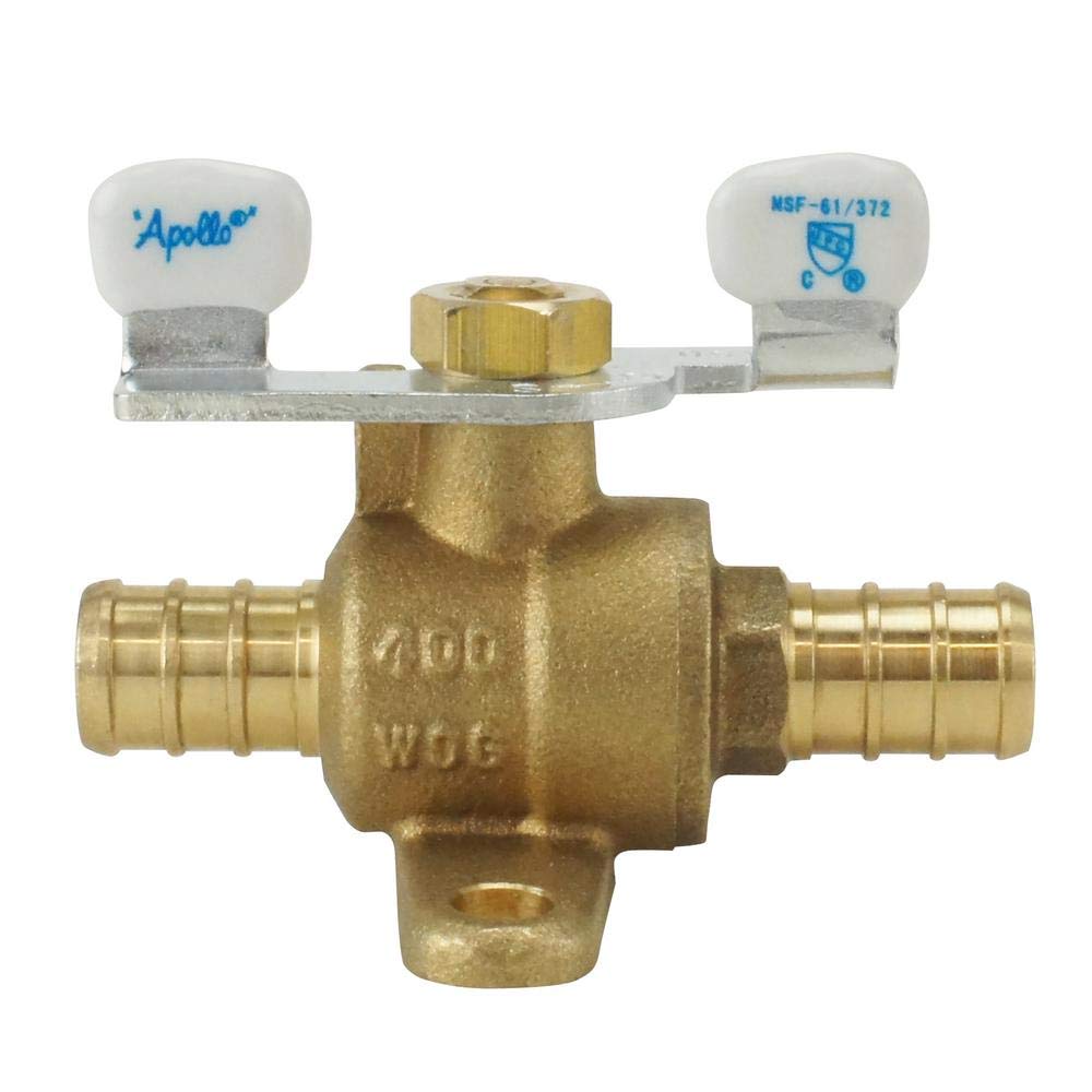 1/2 in. Brass PEX Barb Ball Valve with Tee Handle and Mounting Pad