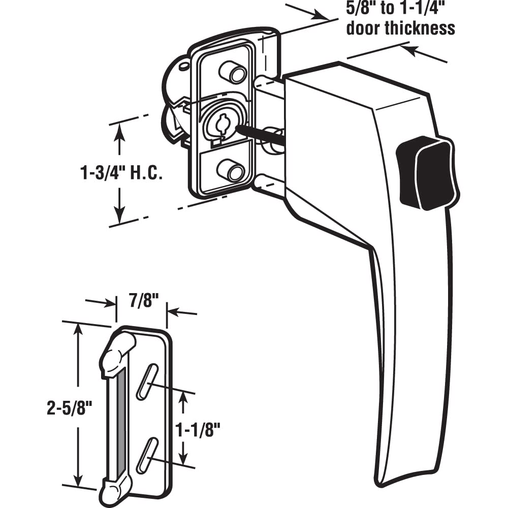 Prime-Line K 5007 Screen and Storm Door Push Button Latch Set With Night Lock, Fits Doors 5/8 – 1-1/4 In. Thick, Black Finish (Single Pack)