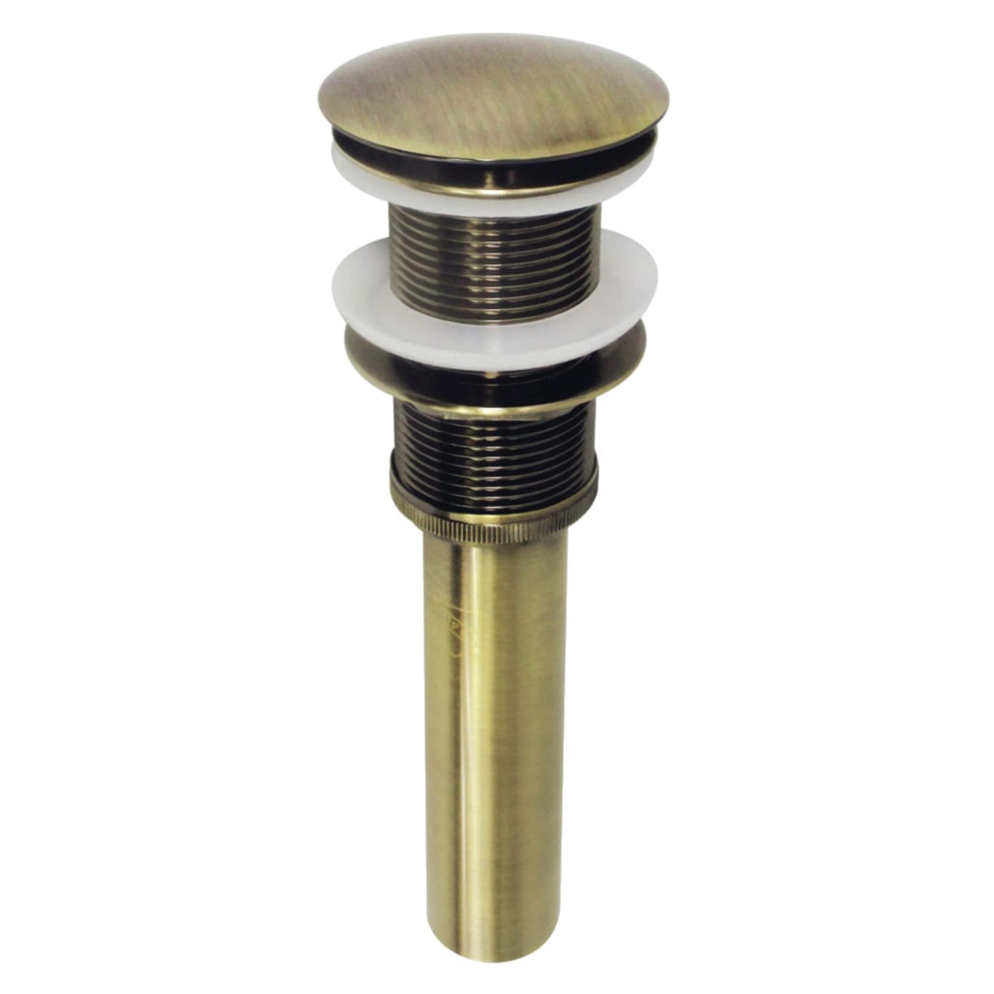 Kingston Brass EV8313 Coronet Push Pop-Up Bathroom Sink Drain Without Overflow, Antique Brass, 8.88 x 2.63 x 2.63