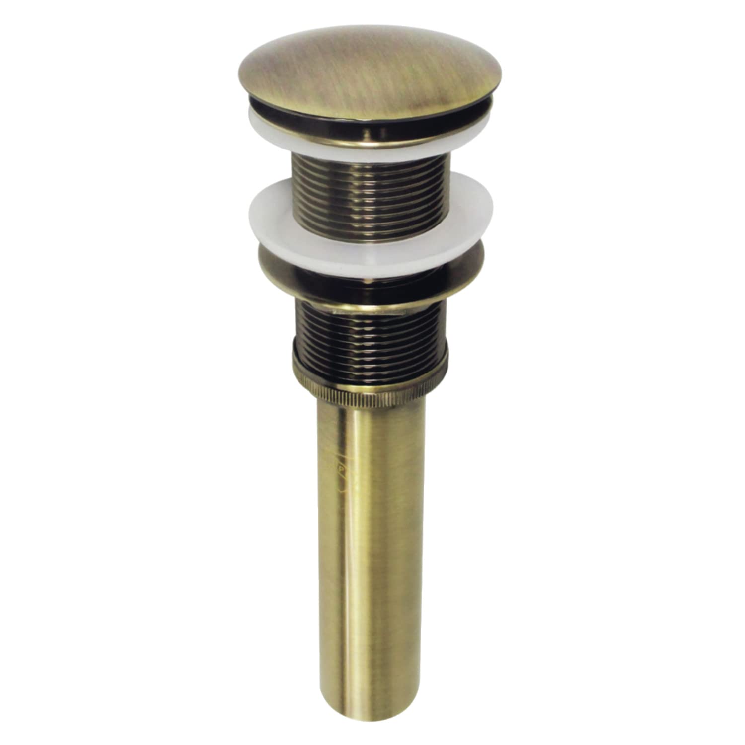 Kingston Brass EV8313 Coronet Push Pop-Up Bathroom Sink Drain Without Overflow, Antique Brass, 8.88 x 2.63 x 2.63
