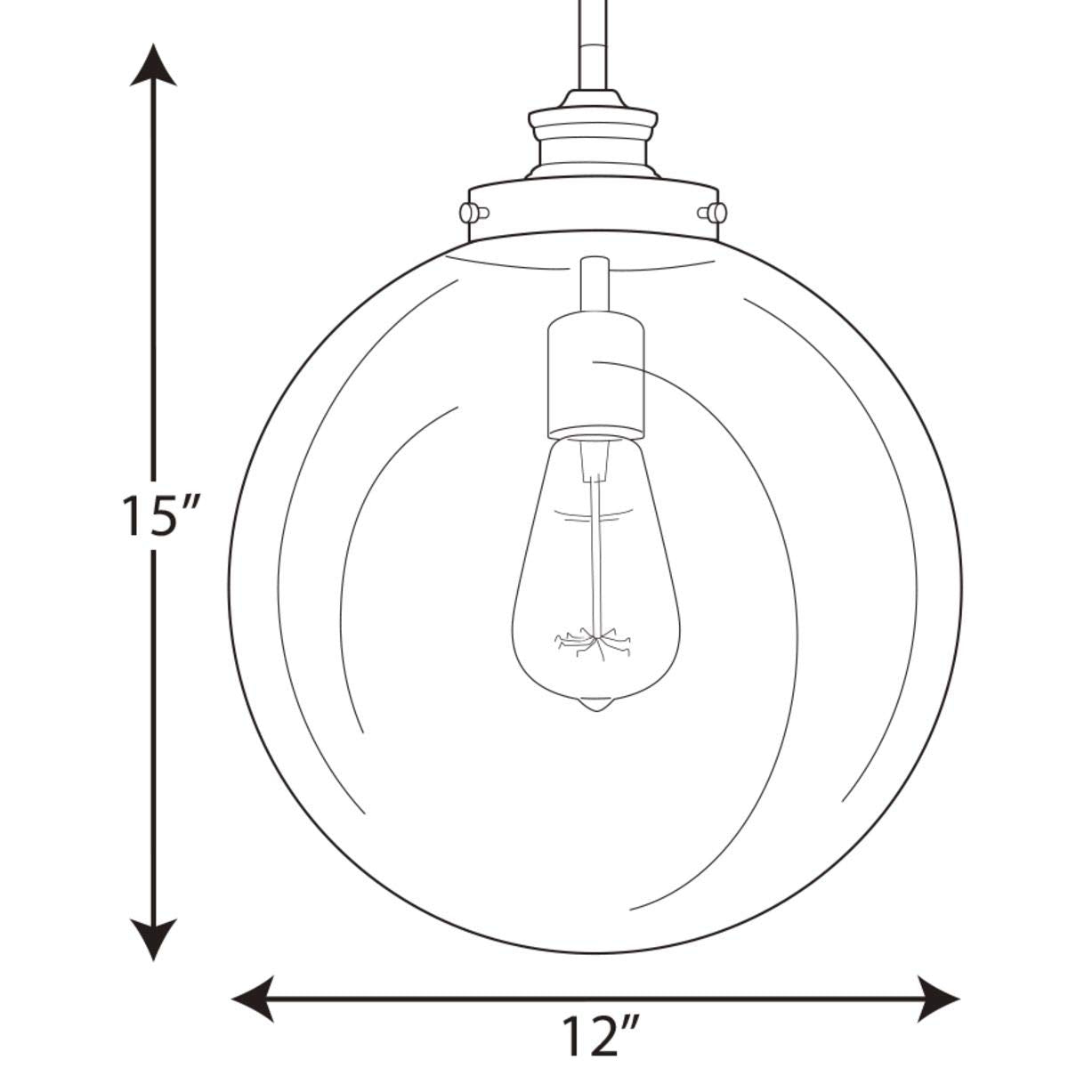 Progress Lighting 1-Light Clear Glass Farmhouse Pendant Light, Penn Collection, Indoor, P5328-104, Polished Nickel