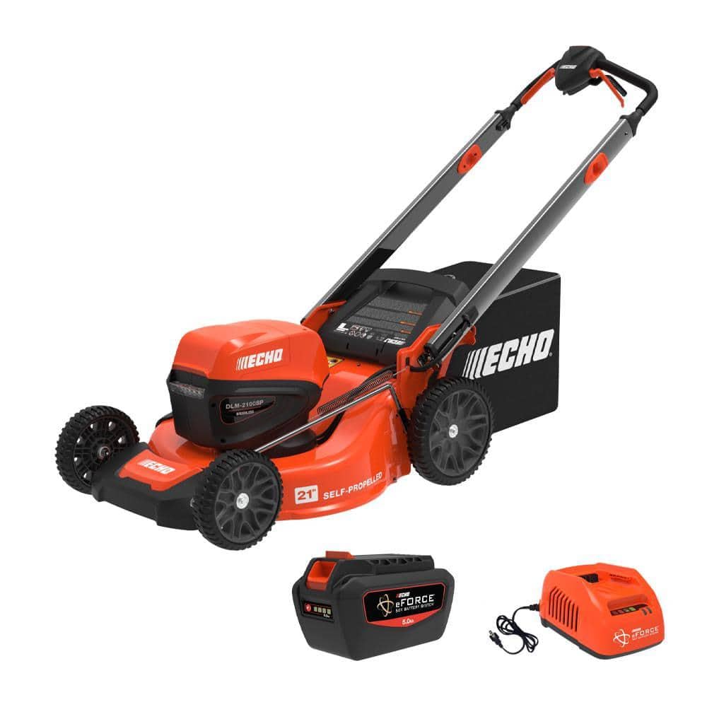 Echo eFORCE 56V 21 in. Cordless Battery Walk Behind Self-Propelled Lawn Mower with 5.0Ah Battery and Charger DLM-2100SPC2