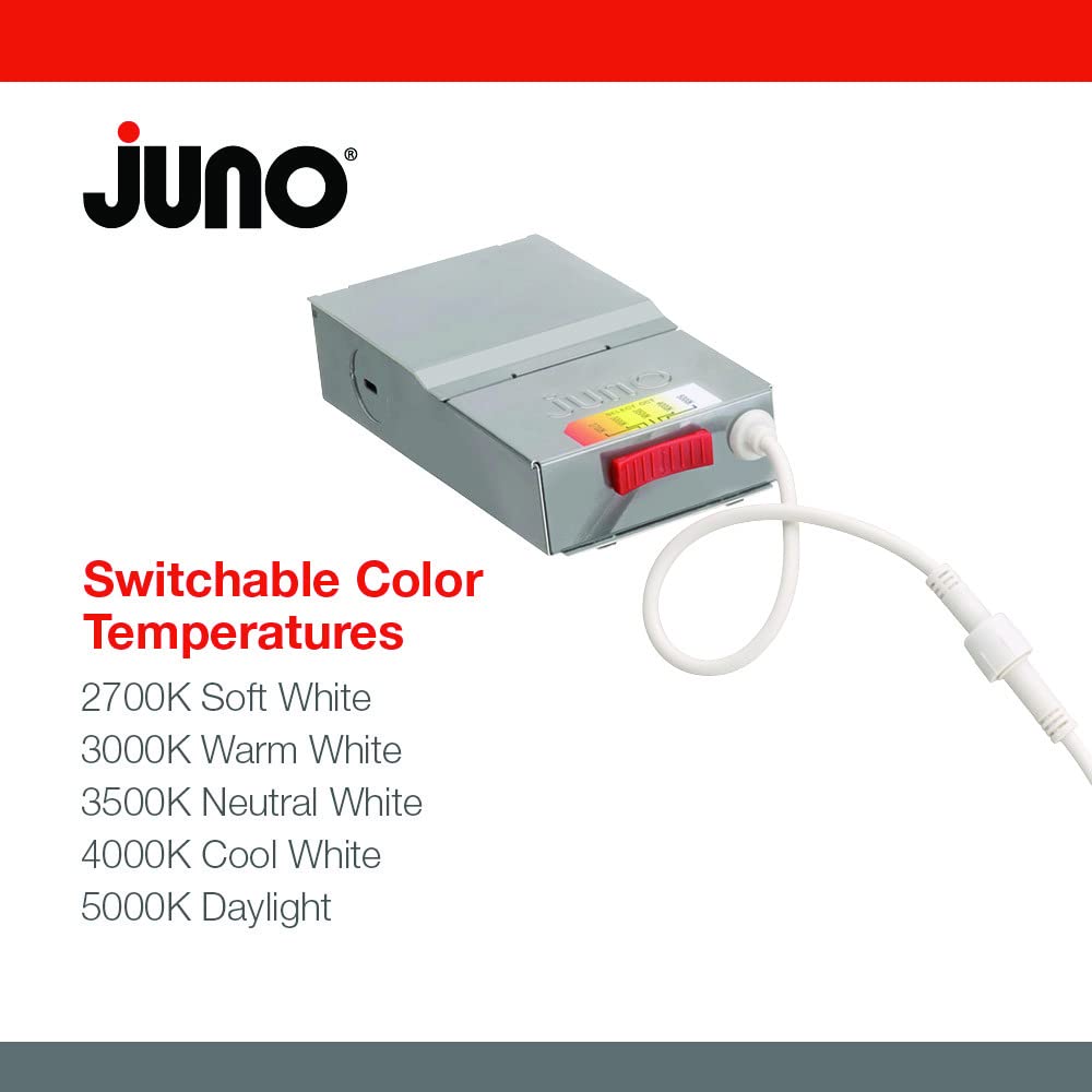 Juno WF4 SWW5 90CRI BN M6 Round LED Wafer Downlight, 120 Volts, Switchable Color Temperature 2700K/3000K/3500K/4000K/5000K, Triac Dimming, 4-Inch Ultra Thin Trim, Brushed Nickel
