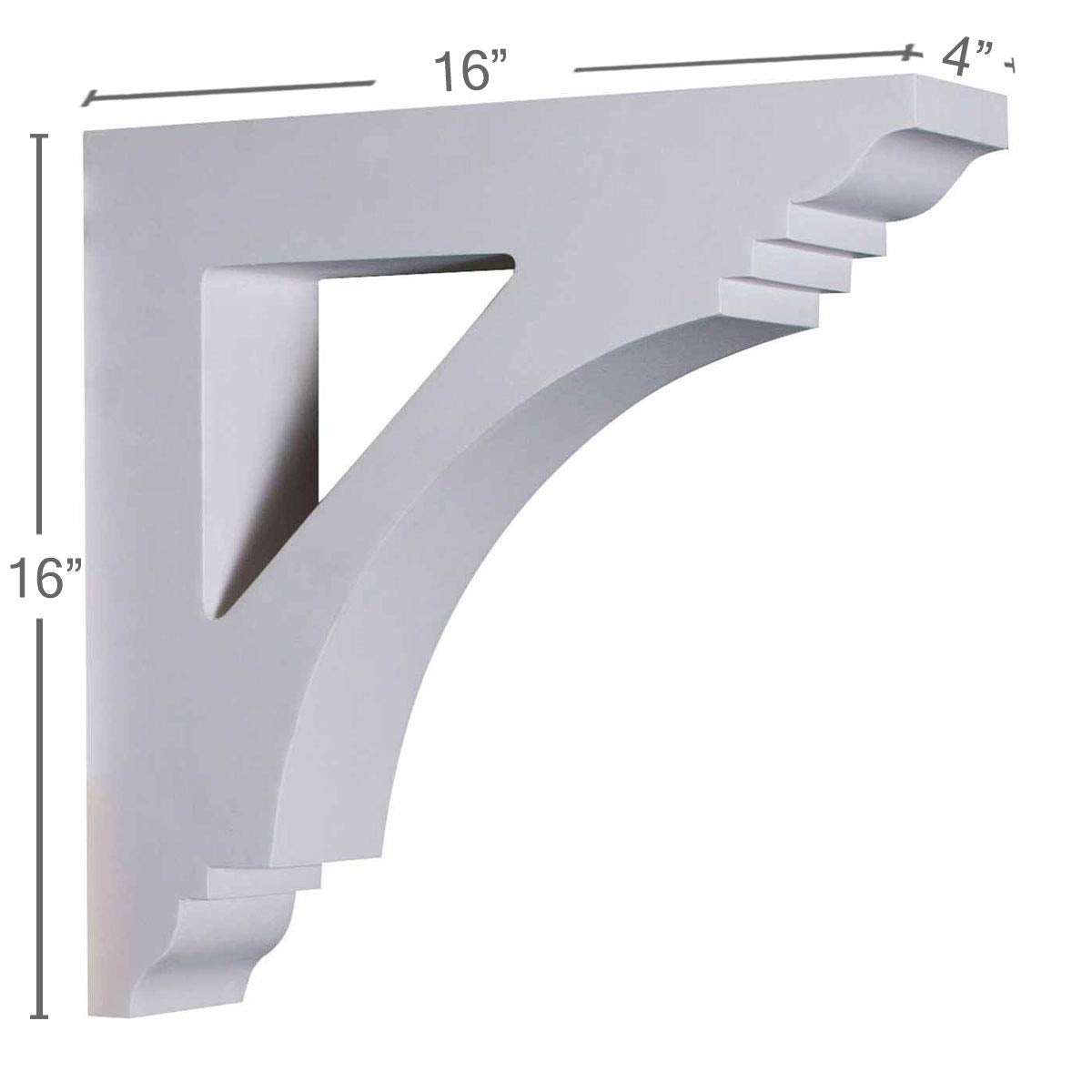Ekena Millwork BKT16X16X04IM Imperial Bracket , 4-Inch x 16-Inch x 16-Inch