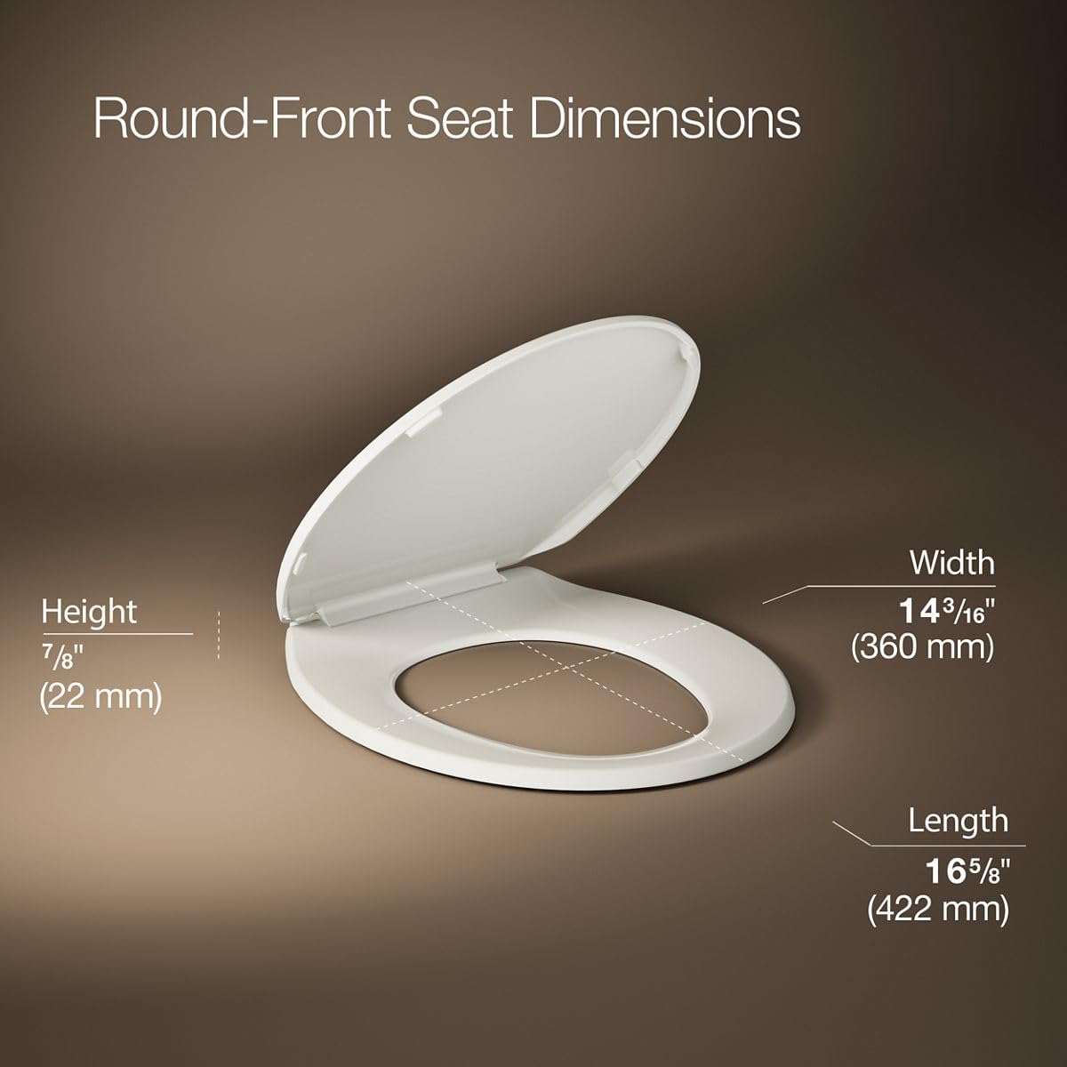 KOHLER 20111-96 Brevia, Slow Close Toilet Seat, Round Toilet Seat, Grip-Tight Bumpers Quick-Attach Hardware, Biscuit