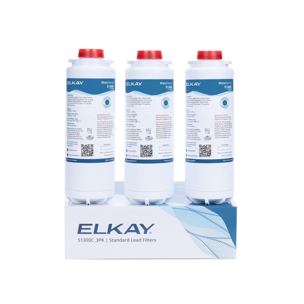 Elkay Genuine WaterSentry 51300C Lead + Microplastics NSF/ANSI Certified Filter (3-Pack)(Bottle Fillers)