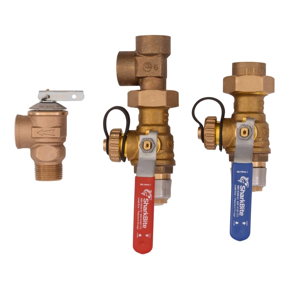 SharkBite 3/4 Inch Push to Connect Tankless Water Heater Valves Installation Kit, 25374
