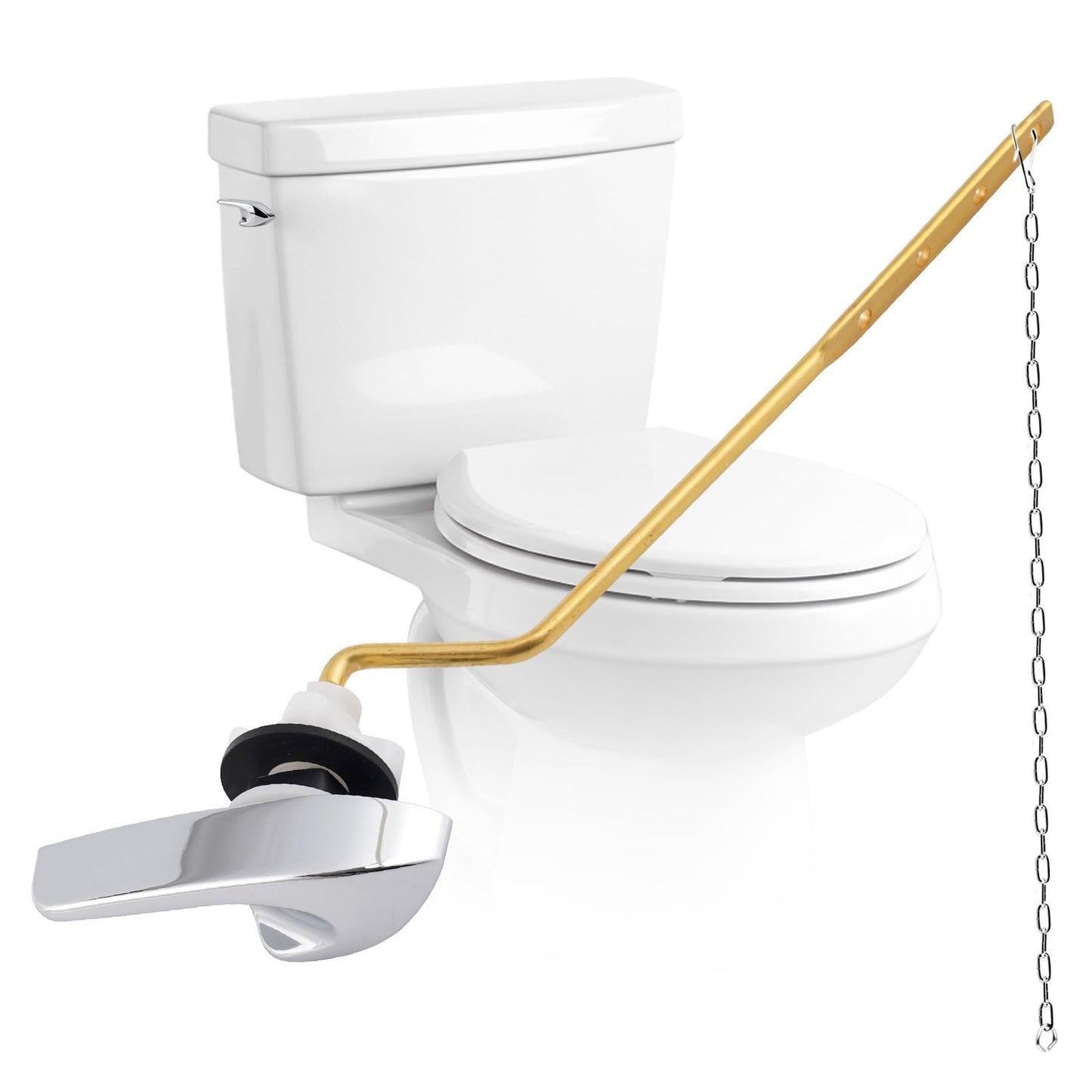 iFealClear Universal Toilet Handle Replacement Kit, Side/Angle Mount Toilet Flush Handle Compatible with Kohler K-GP30324-CP/TOTO/American Standard, Stainless Steel Flapper Chain, Chrome