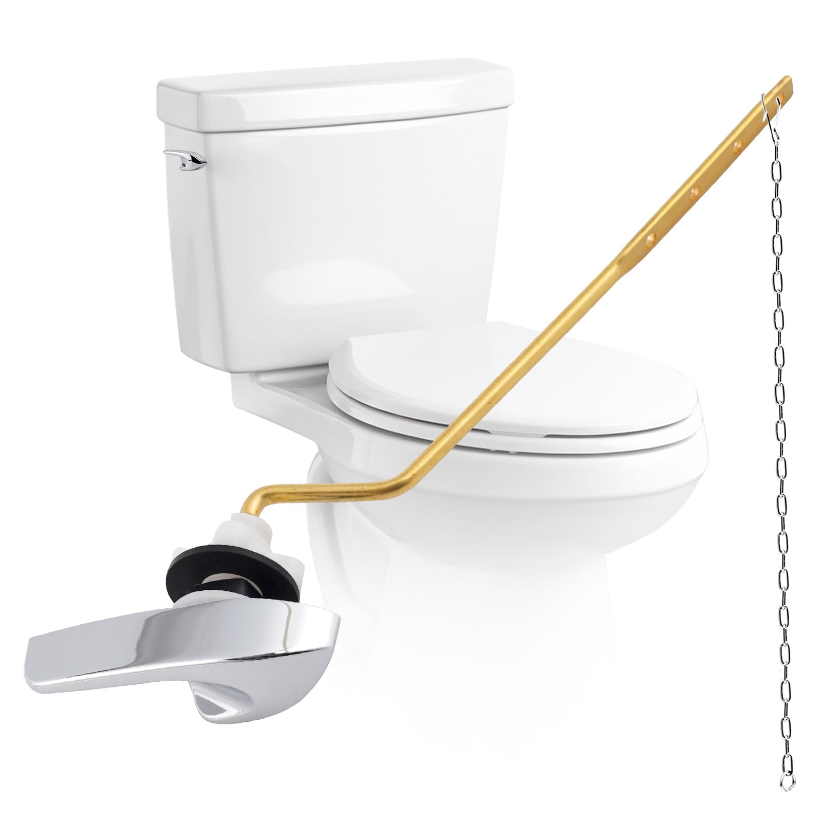 iFealClear Universal Toilet Handle Replacement Kit, Side/Angle Mount Toilet Flush Handle Compatible with Kohler K-GP30324-CP/TOTO/American Standard, Stainless Steel Flapper Chain, Chrome