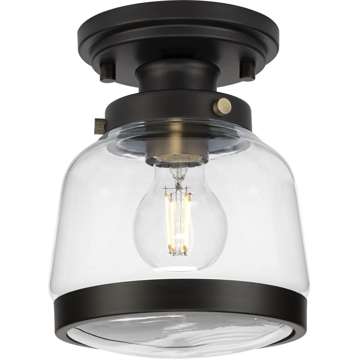 Judson Collection 1-Light 8 in. Antique Bronze Semi-Flush Light