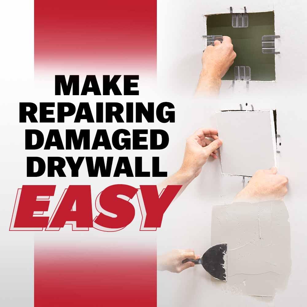 WAL-BOARD TOOLS Drywall Clips, Easy Drywall Repair Solution, Fits 1/2" and 5/8" Panels, Includes 6 Clips and 12 Screws, Made in the USA, 054-014