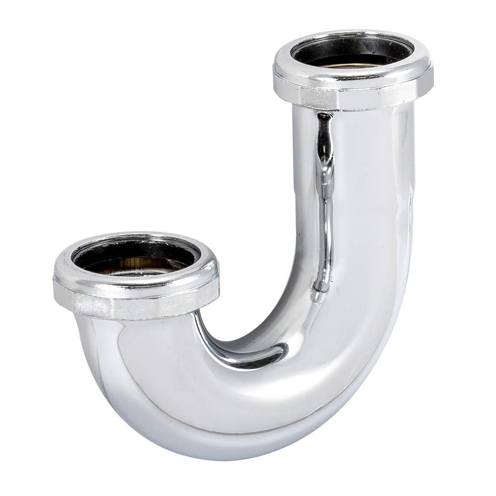 Eastman 1-1/2 Inch Heavy Duty J Bend with Slip Joint Connection, 22 Gauge, Brass Plumbing Fitting, Chrome, 35123