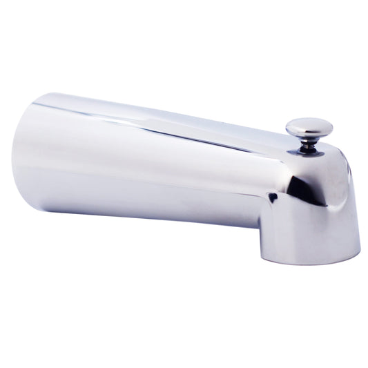 Westbrass E507D-1F-26 7" Reach Wall Mount Tub Spout with Diverter, Polished Chrome