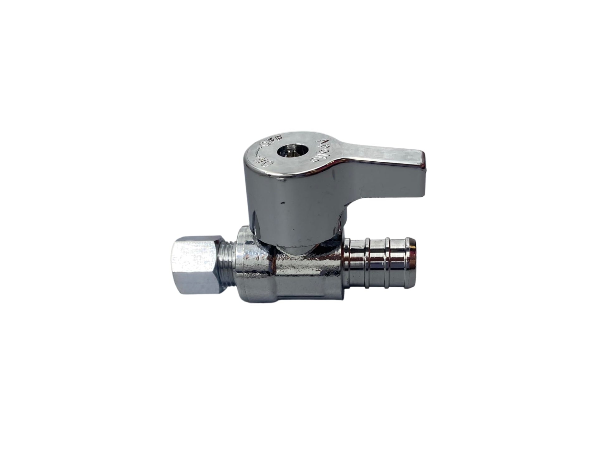 1/2 in. Chrome-Plated Brass PEX Barb x 1/4 in. Compression Quarter-Turn Straight Stop Valve