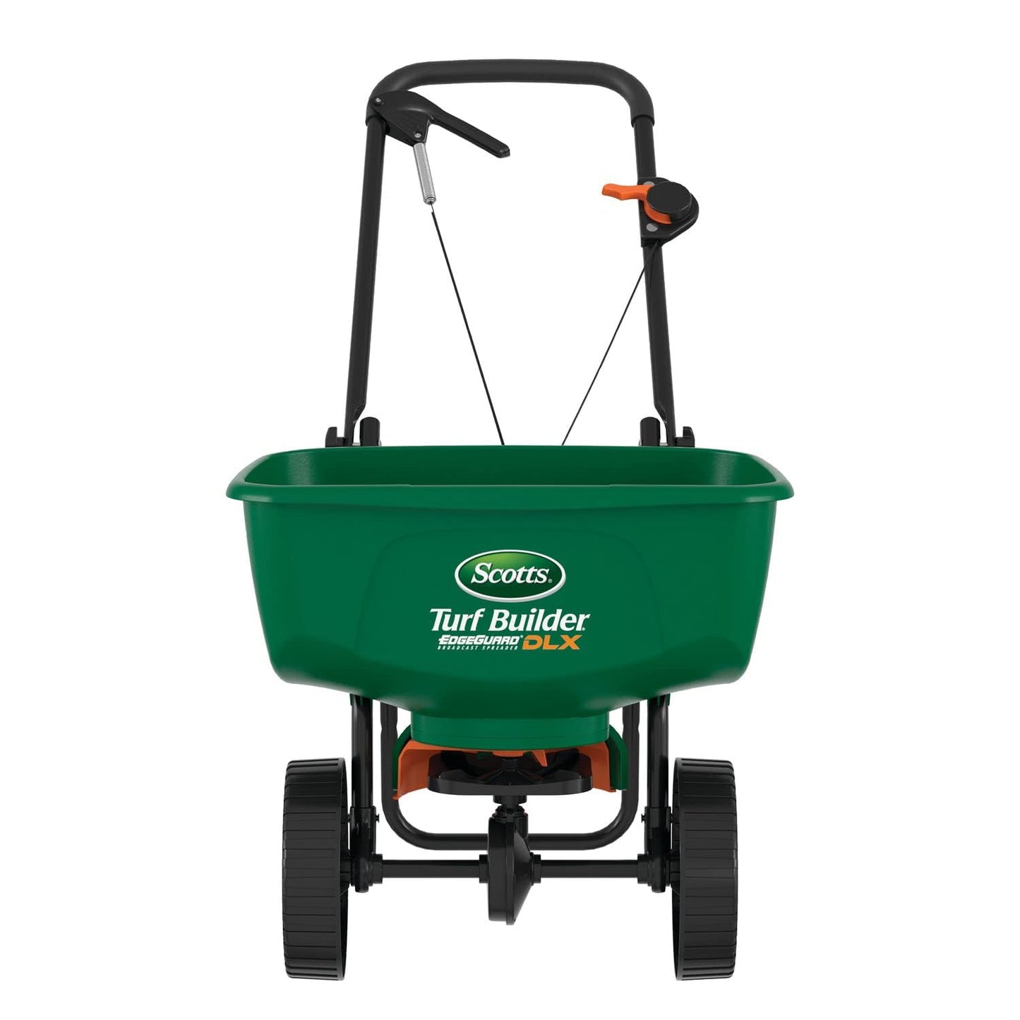 Scotts Turf Builder EdgeGuard DLX Broadcast Spreader for Seed, Fertilizer, Salt, Ice Melt, Holds up to 15,000 sq.ft. Product, Green