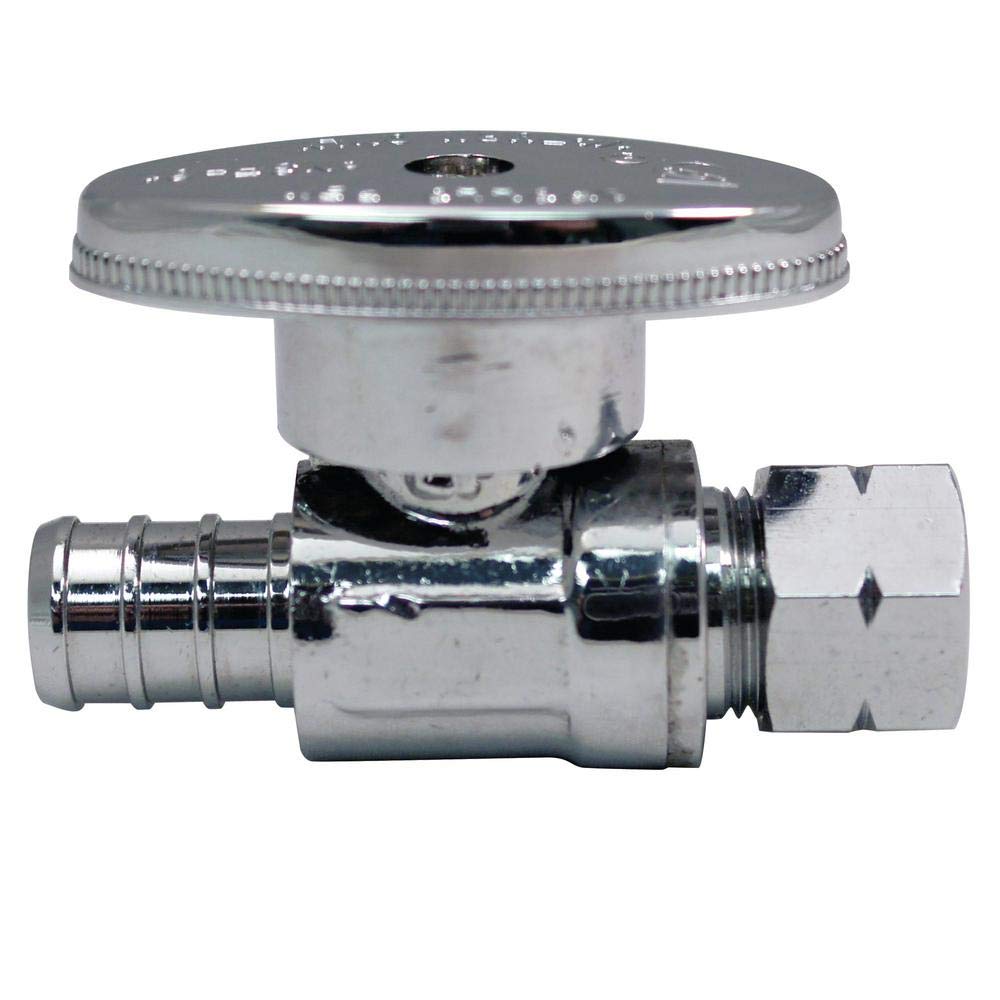 Apollo Valves Apxvs1238c Pex Straight Stop Valve Crimp Fitting, 1/2" X 3/8"