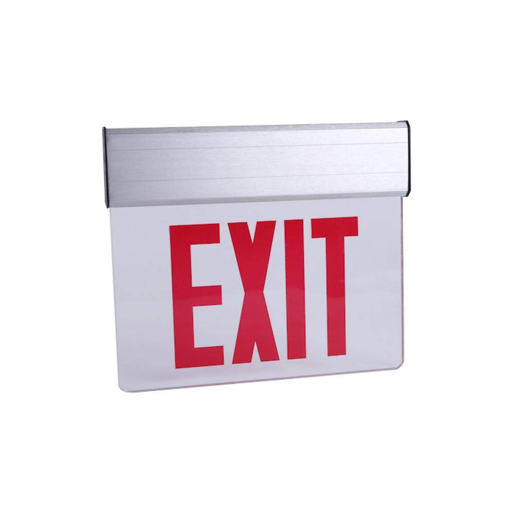 Commercial Electric 120-Volt to 277-Volt with Ni-Cad 4.8-Volt Edge Lit Integrated LED Red Exit Sign 1005183469