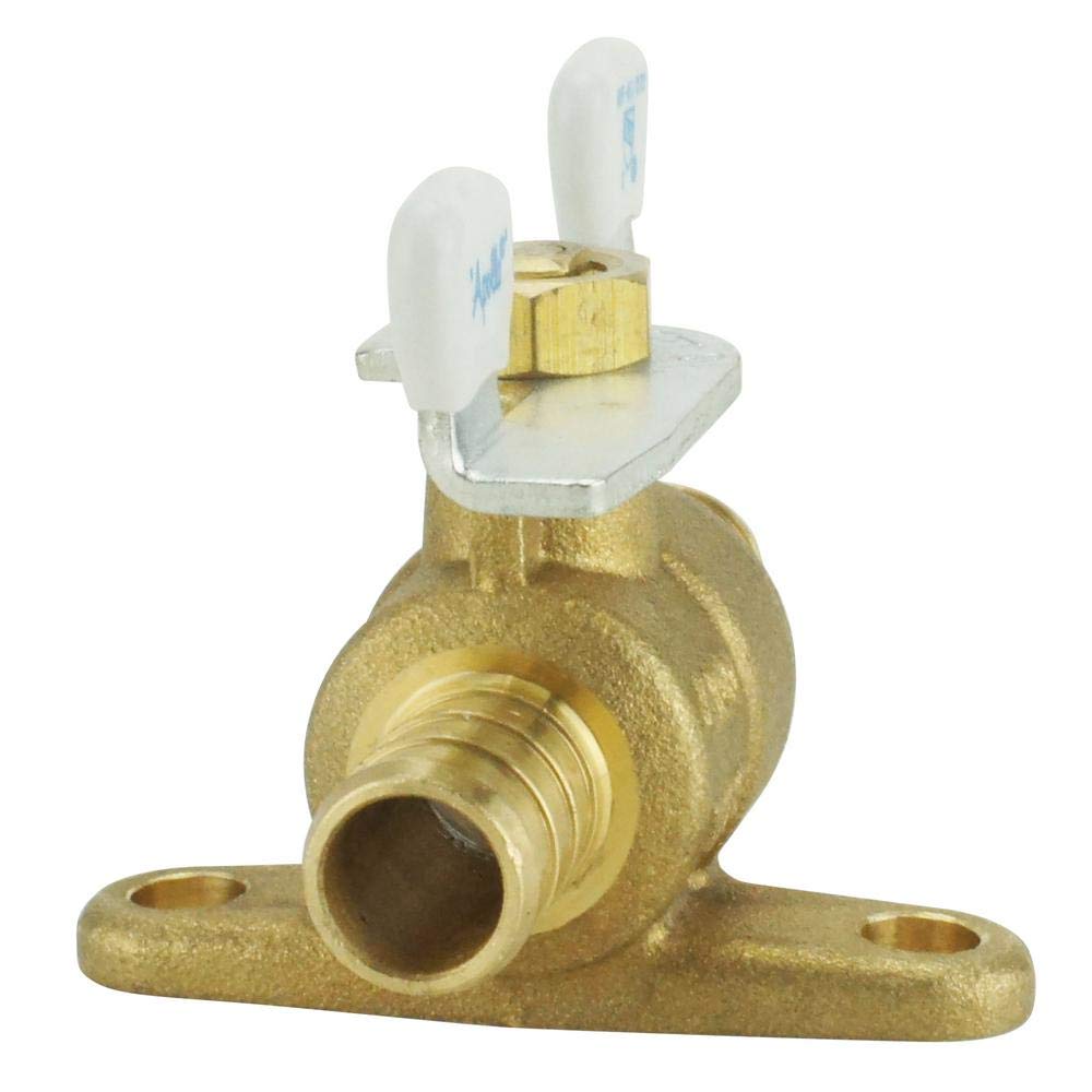 1/2 in. Brass PEX Barb Ball Valve with Tee Handle and Mounting Pad