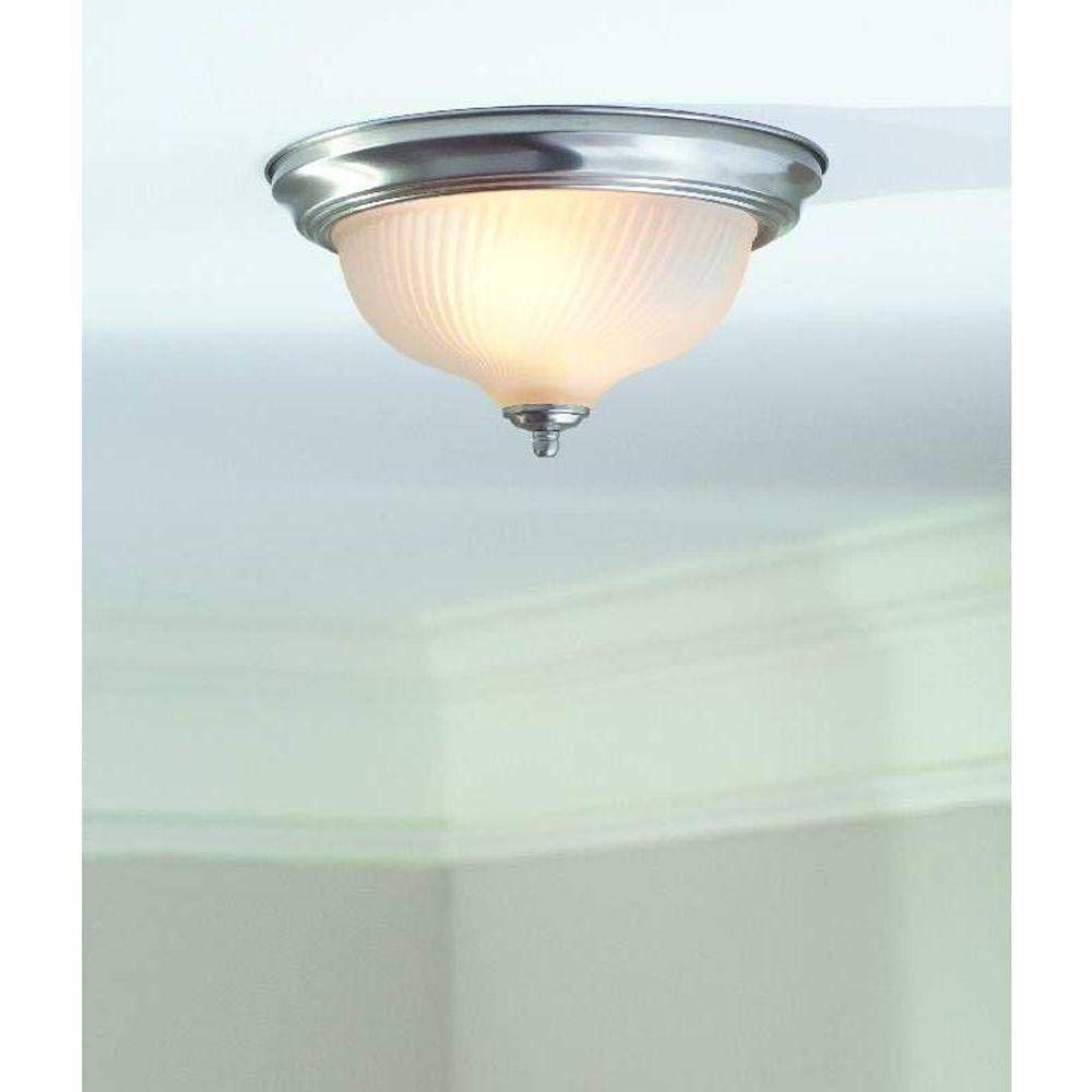 FOR PARTS Brushed Nickel 2-Light Flush Mount Brushed Nickel