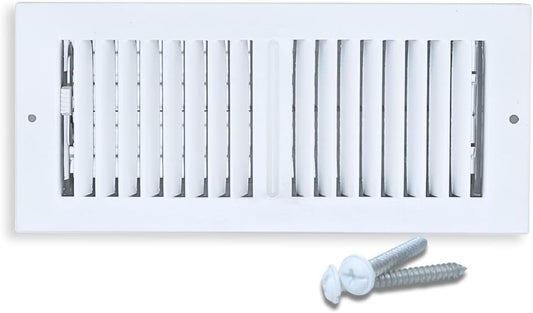 Sierra Grates 4" x 12" White Sidewall & Ceiling Register 2 Way – Steel Air Vent Cover, HVAC Supply Grille for Wall or Ceiling, Fits 4x12 Duct Opening, Heavy Duty Register