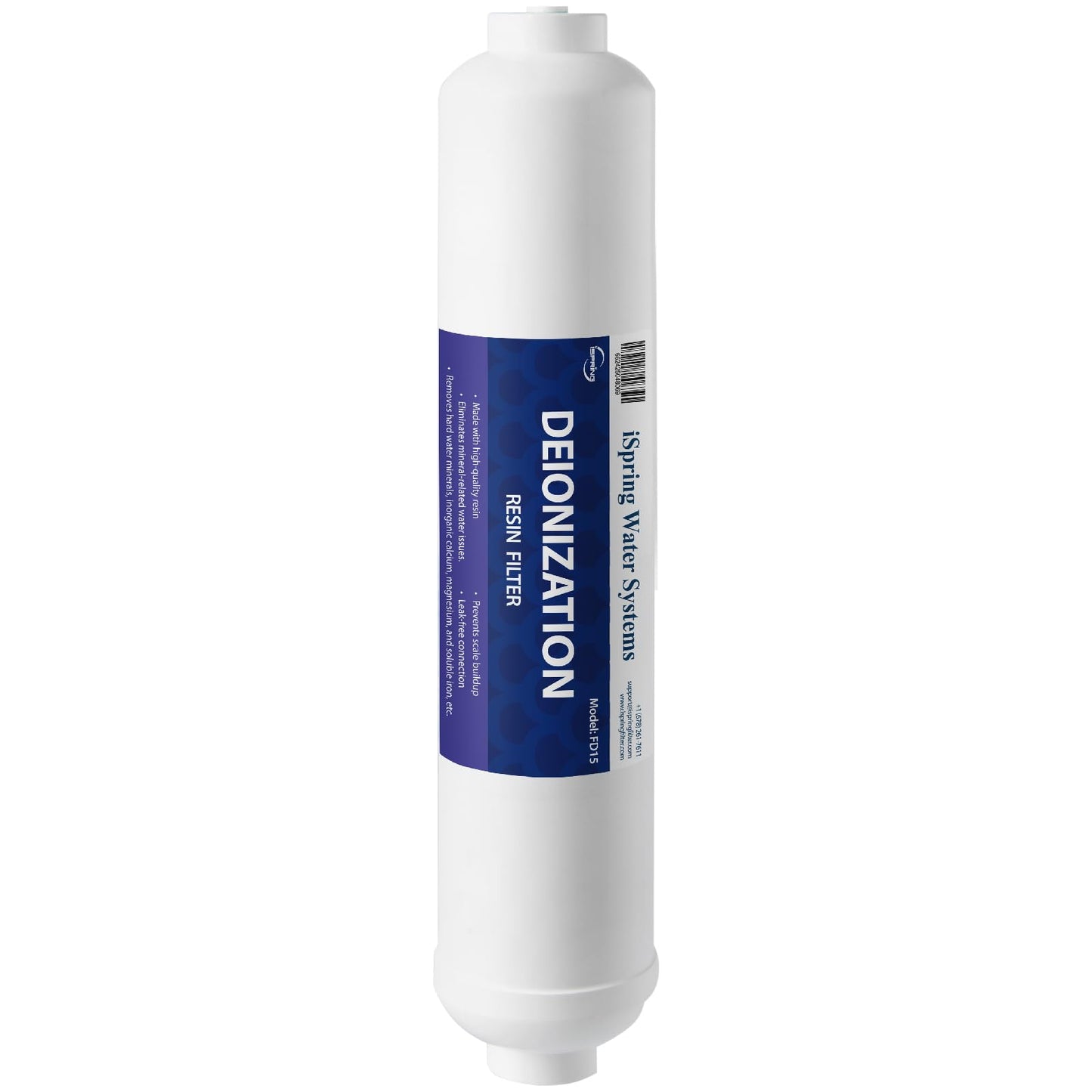 iSpring FD15 DeIonization Replacement Filter Fit RO/DI Water Filter System for Aquarium, 10" x 2.5", 1 Count