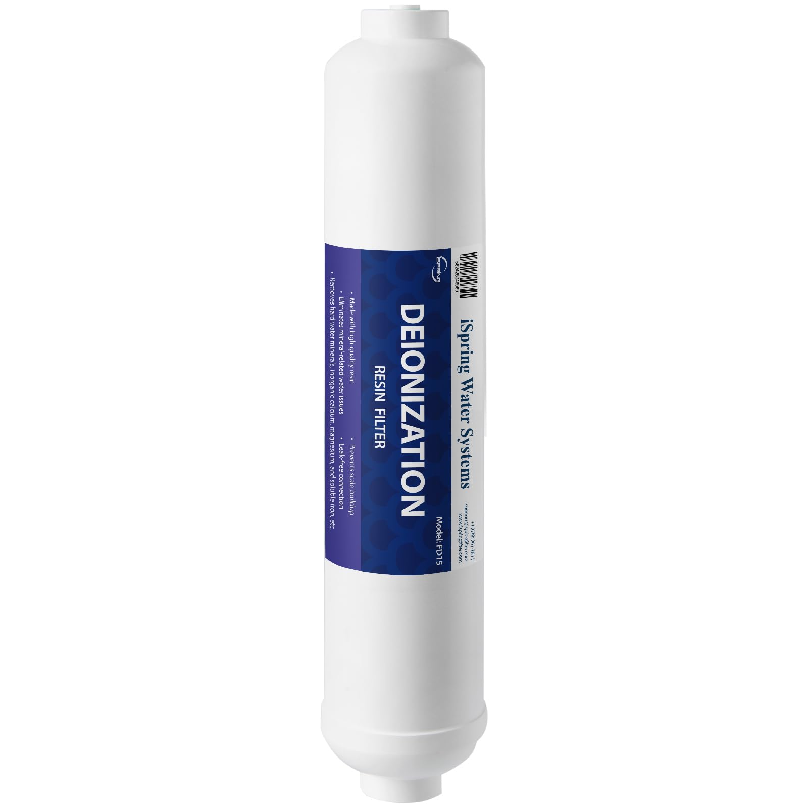 iSpring FD15 DeIonization Replacement Filter Fit RO/DI Water Filter System for Aquarium, 10" x 2.5", 1 Count