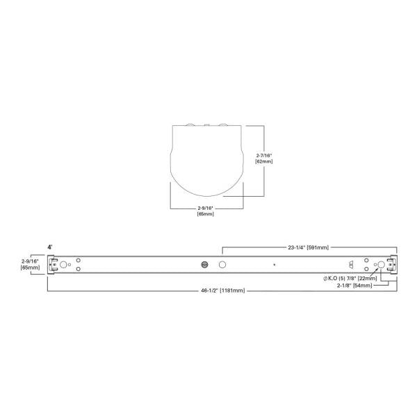 HARDWARE ONLY Metalux 4SLSTP4040DD-UNV Linear LED Striplight, 4'