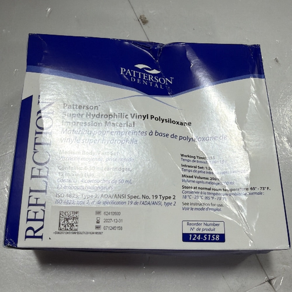 Patterson Dental Reflection Super Hydrophilic Vinyl Polysiloxane Impression Material 124-5158