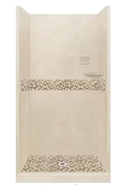 AMERICAN BATH FACTORY Roma 42 in. L x 36 in. W x 80 in. H Center Drain Alcove Shower Kit with Shower Wall and Shower Pan in Desert Sand