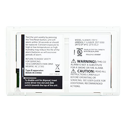 Kidde C3010 Sealed Lithium Battery Power Carbon Monoxide Alarm - 21010045