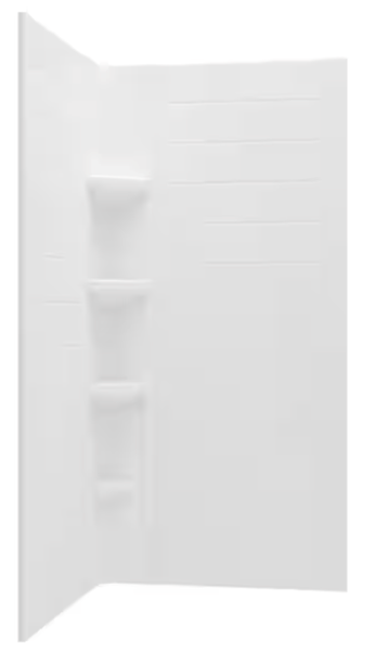 Ovation Curve 36 in. W X 72 in. H 2-Piece Glue up Alcove Subway Tile Shower Walls in Arctic White