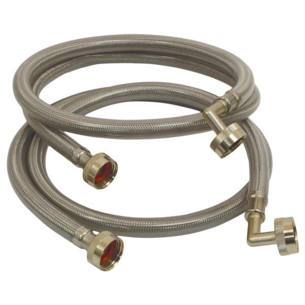 Everbilt 4 Ft. Polymer Coated Stainless Steel Washing Machine Connector (2-Pack)