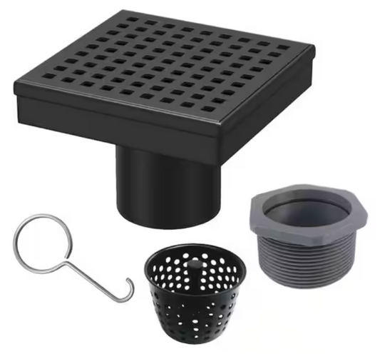 MISSING PARTS 4 in. X 4 in. Matte Black Square Shower Drain with Square Pattern Drain Cover