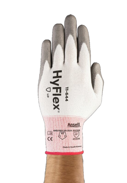 HyFlex Ansell 11-624 Dyneema/Lycra Glove, Cut Resistant, Grey Polyurethane Coating, Knit Wrist Cuff, X-Small, Size 5 (Pack of 12 Pairs), Ansell 11-624/5