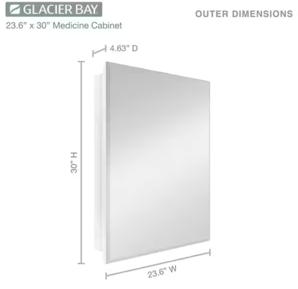 23-5/8 in. X 30 in. Recessed or Surface Mount Beveled Frameless Medicine Cabinet