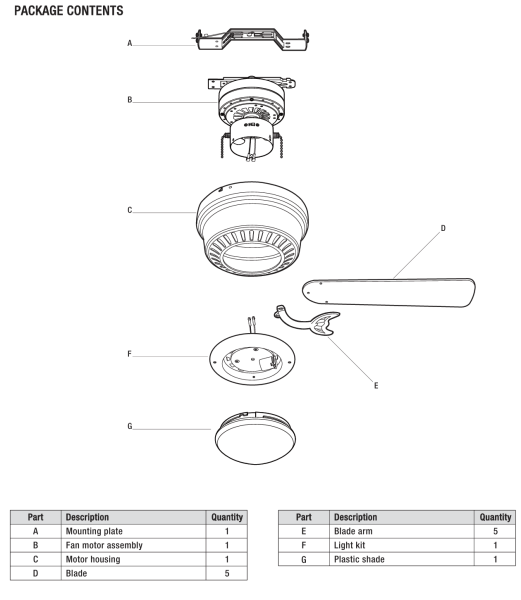 PARTS - BLADE ARM  (1) ONLY FOR Hugger 52 in. LED Indoor Brushed Nickel Ceiling Fan with Light Kit AL383LED-BN