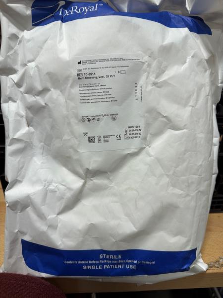 DeRoyal Burn Dressing Vest 10-5514 30x36 28 Ply