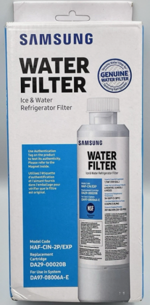 SAMSUNG (2-pack) Genuine Filters for Refrigerator Water and Ice, Carbon Block Filtration for Clean, Clear Drinking Water, DA29-00020B-2P
