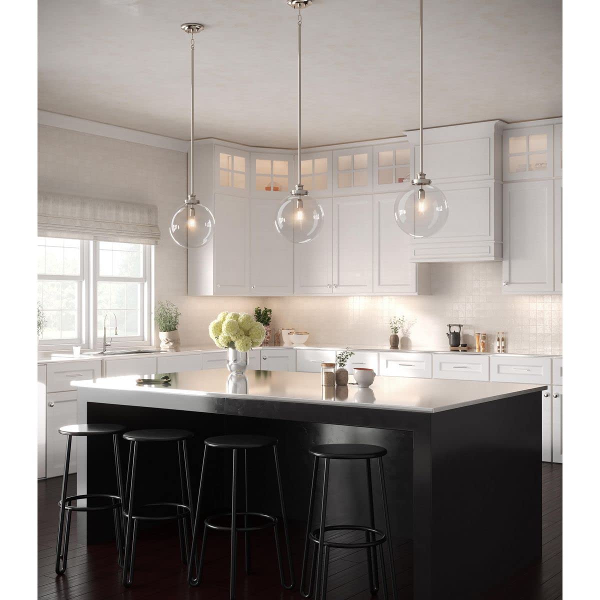 Progress Lighting 1-Light Clear Glass Farmhouse Pendant Light, Penn Collection, Indoor, P5328-104, Polished Nickel
