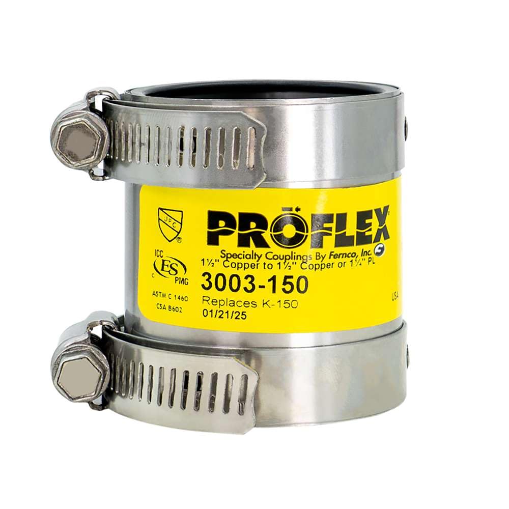 Fernco 3003-150 1-1/2-Inch copper to 1-1/2-Inch copper or 1-1/4-Inch plastic Proflex Specialty Coupling
