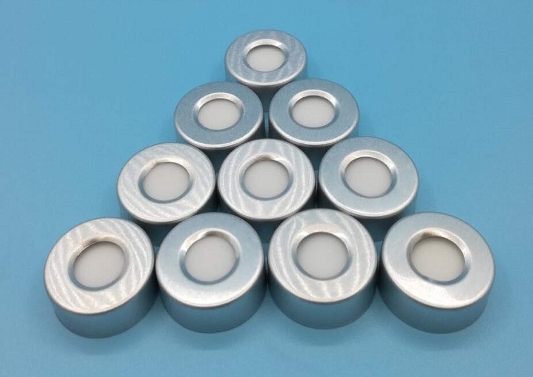 WellieSTR Aluminum Crimp Seal with PTFE/Silicone Septa for Headspace Vial, 20mm Closure Size (100 Pack) - White Color