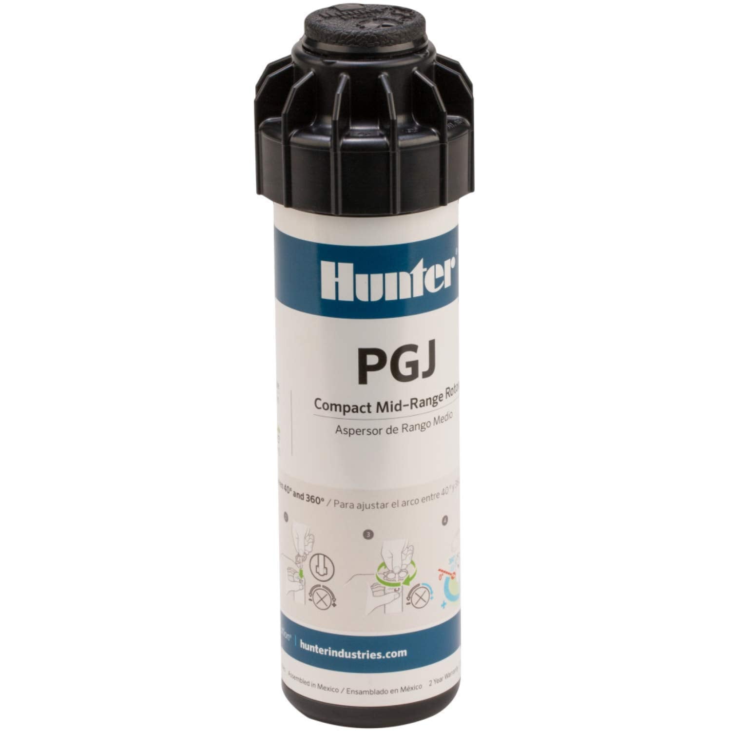 Hunter PGJ-04 ½" Rotor Sprinkler Head, 4" Pop-Up, Adjustable 40° to 360° Arc, 2.0 GPM Nozzle, Gear Driven, Water Efficient, High-Performance Lawn and Garden Irrigation System