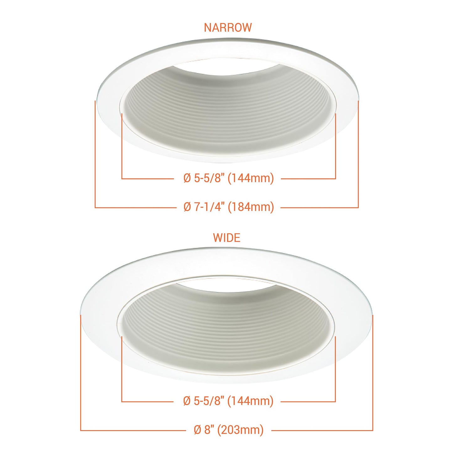HALO E26 Series 6 in. White Recessed Ceiling Light Fixture Trim with White Straight Side Metal Baffle (6101WB-18PK)