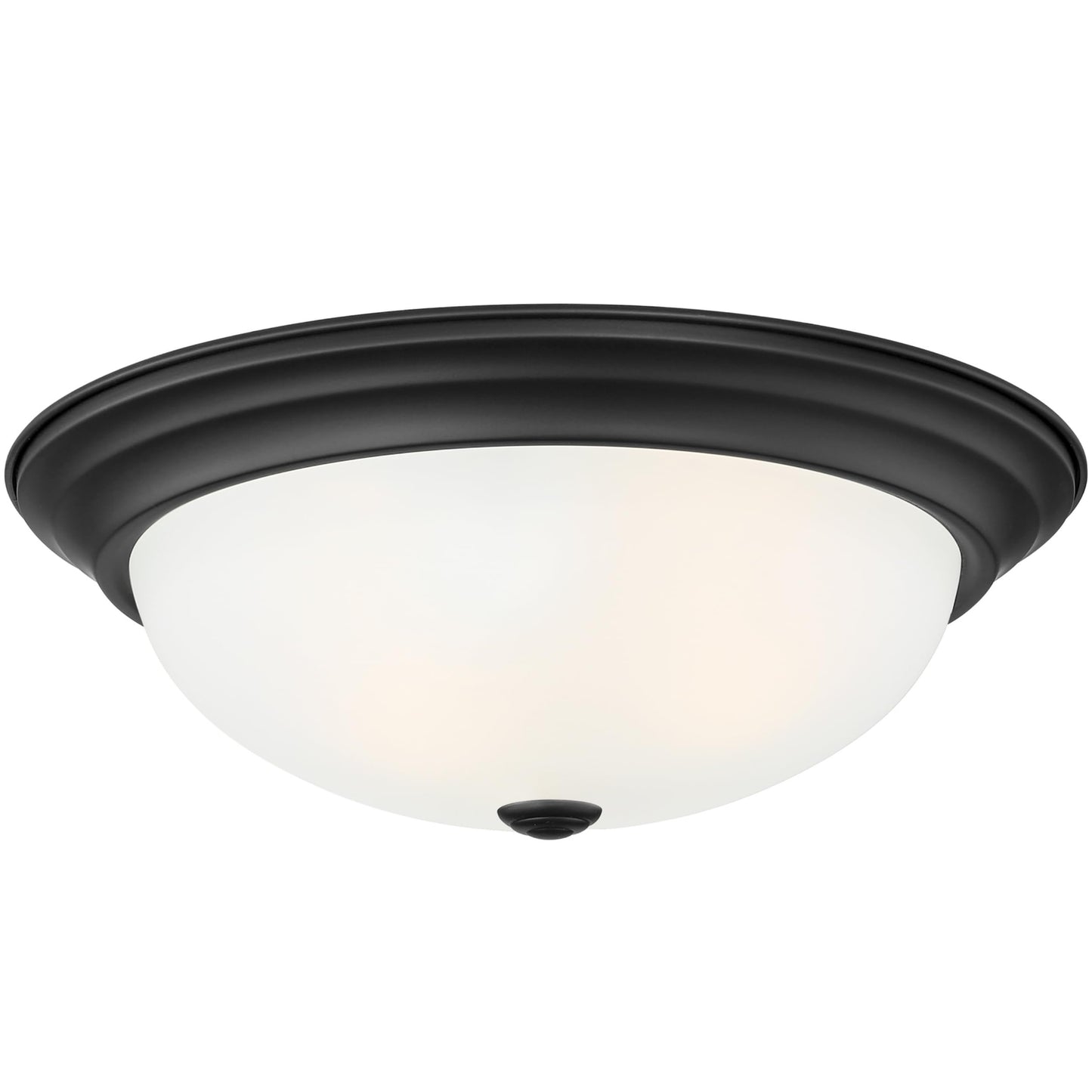 DESIGNERS FOUNTAIN Reedley 2-Lights Flush Mount Ceiling Light, 13 Inch Lighting Fixture for Kitchen, Bedroom, Bathroom, and Hallway, Matte Black with Etched Glass, 1257M-MB-W